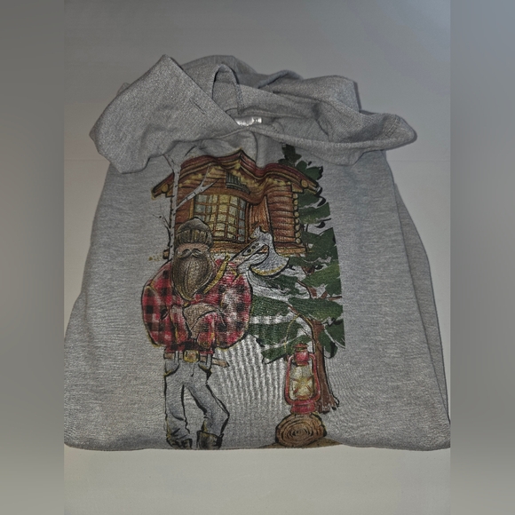 Always Blanks Gray Hoodie with 90's Vintage Lumberjack Graphic Size XL BP-3068 - Picture 11 of 11